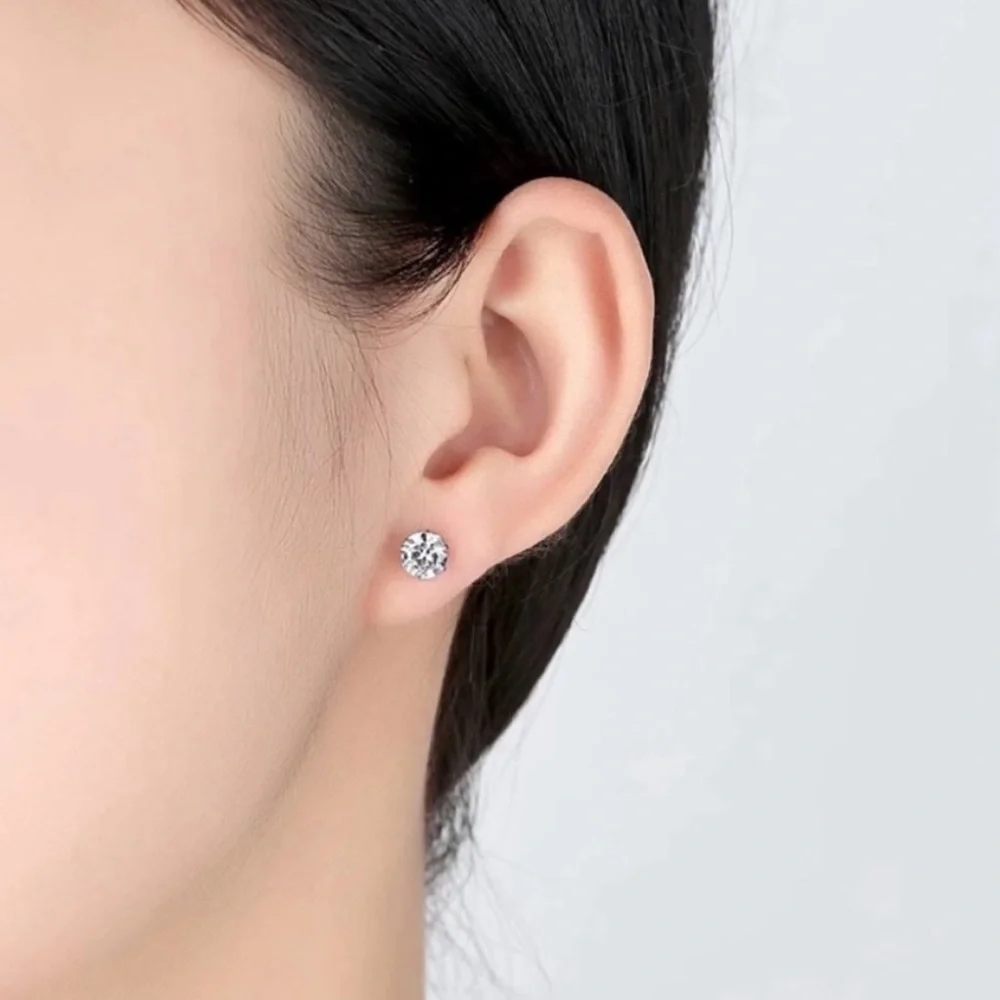 “2.5 CT” SILVER DIAMOND STUD EARRINGS, NICE EARRINGS, CUTE EARRINGS - Picture 3 of 4